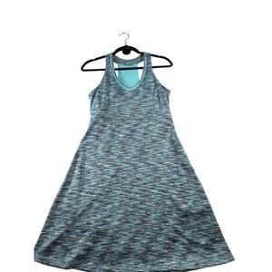 MPG Sport Womens Blue Chevron Space Dye Racerback Active Dress Built In Bra S